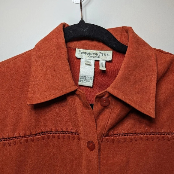 Vintage Proportion Petite Conrad C Woman Size 8 Burnt Orange Button Down Top - Picture 3 of 8